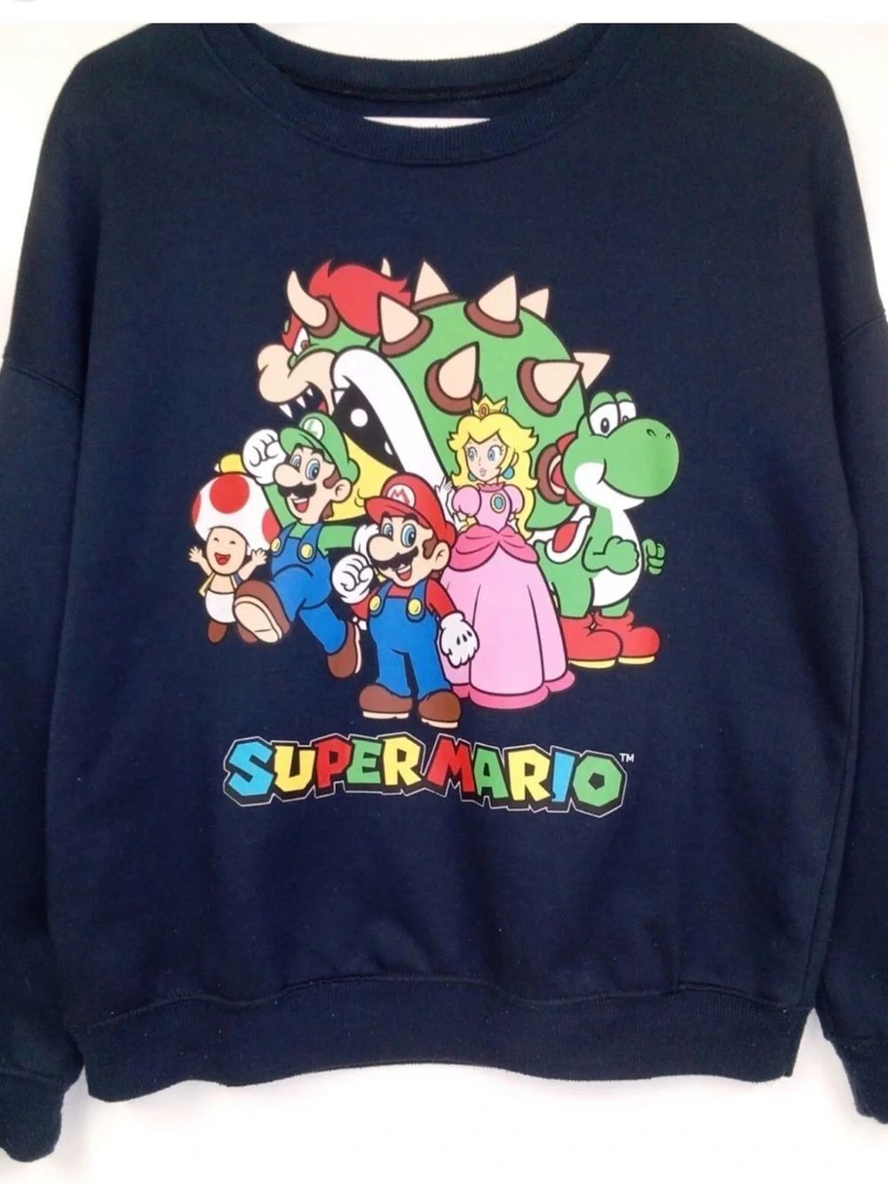0153 Nintendo Super Mario Navy Blue Sweatshirt with Multicolor Characters
